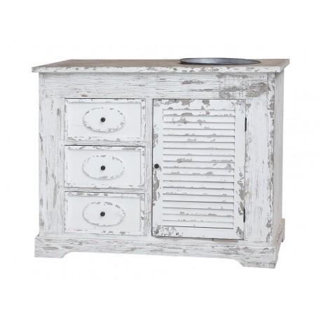 Postarzana komoda z misą przyda się nie tylko na planie filmowym starego filmu ale również w kuchni.