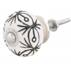 Gałka Meblowa We Wzory Biała