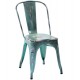 Metalowe Krzesło Industrialne Lofti Błękitne Przecierane