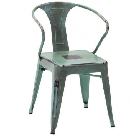Metalowe Krzesło Industrialne Lofti Błękitne Przecierane A
