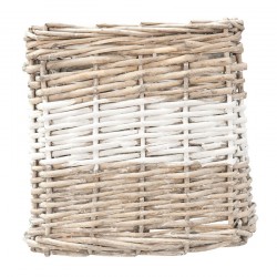 Rattanowy Abażur z Białym Pasem Kwadratowy B