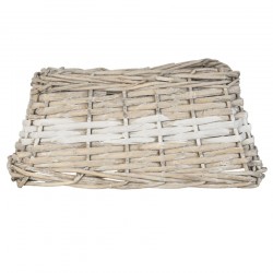 Rattanowy Abażur z Białym Pasem Kwadratowy A