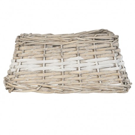 Rattanowy Abażur z Białym Pasem Kwadratowy A