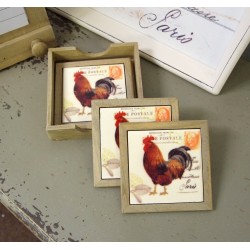Zestaw Podkładek z Kogutem w Stylu Rustykalnym