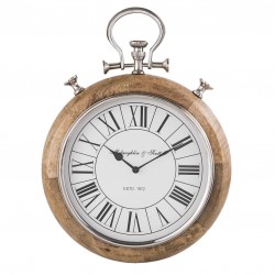 Drewniany Zegar z Niklowanym Rantem B