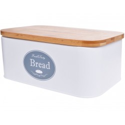 Metalowy Chlebak Szary z Bambusową Pokrywką A