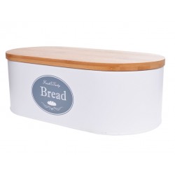 Metalowy Chlebak Szary z Bambusową Pokrywką D