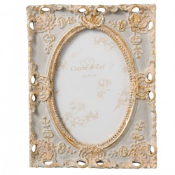 Ramka w Stylu Prowansalskim Kremowa Okrągła