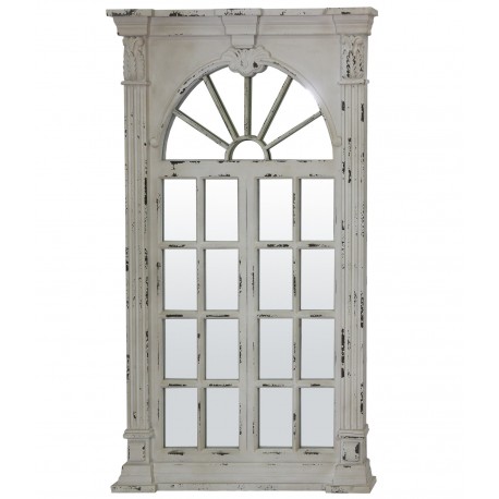 Lustro Prowansalskie Okno Kremowe Przecierane