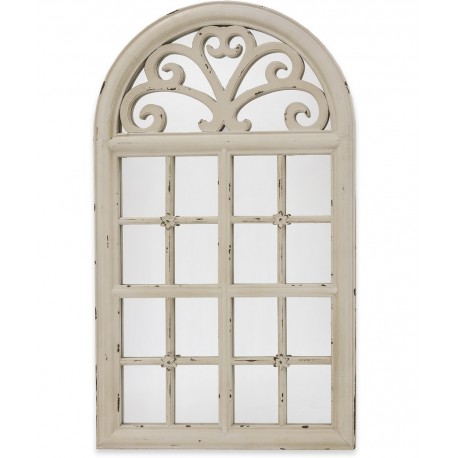 Lustro Prowansalskie Okno Kremowe Przecierane B