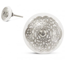 Gałka Meblowa Biało-Srebrna B