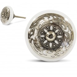 Gałka Meblowa Biało-Srebrna C