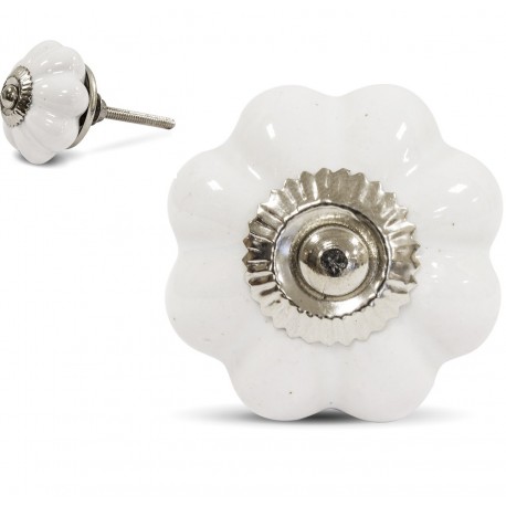 Gałka Meblowa Biało-Srebrna D