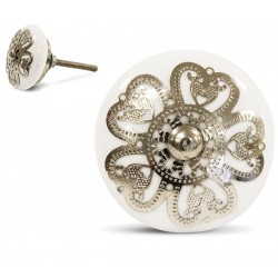 Gałka Meblowa Biało-Srebrna E
