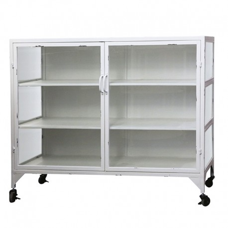 Metalowa Komoda Przeszklona Chic Antique Na Kółkach