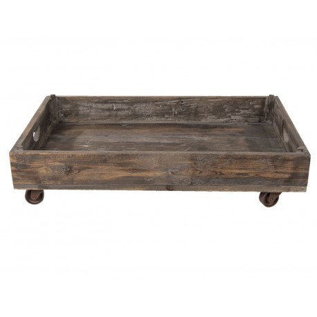 Drewniana Taca Vintage Na Kółkach