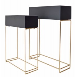 Metalowe Kwietniki Loft Podłużne Gafitowe 2szt.