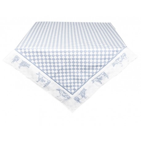 Prowansalski Obrus z Krowami Biało-Niebieski A