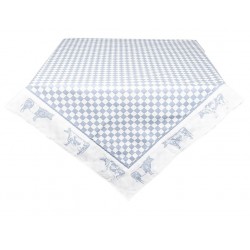 Prowansalski Obrus z Krowami Biało-Niebieski Kwadratowy B