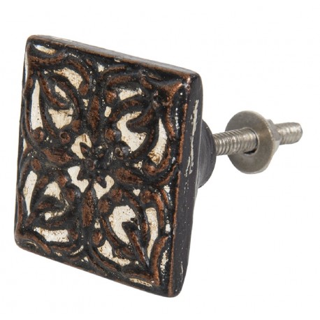 Gałka Meblowa Ozdobna Postarzana Kwadratowa