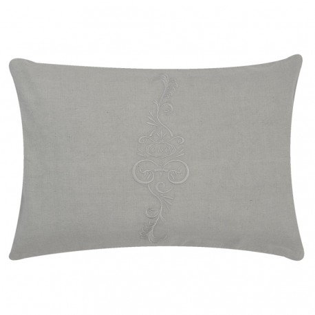 Poduszka Ozdobna z Haftem Szara Prostokątna