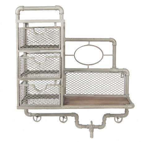 Półka z koszami i Lusterkiem w Stylu Industrialnym