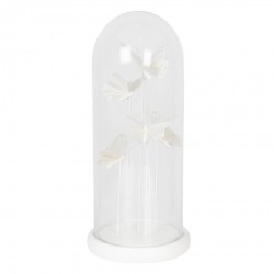 Dekoracja Pod Szklanym Kloszem Białe Motyle