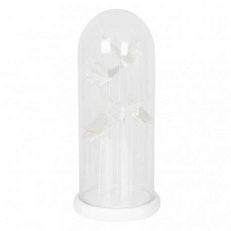 Dekoracja Pod Szklanym Kloszem Białe Motyle