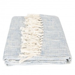 Bawełniany Pled Niebiesko-Kremowy