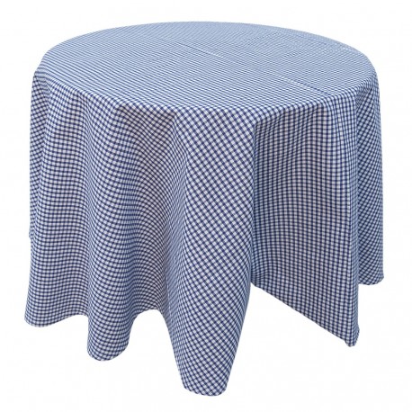 Okrągły Obrus w Niebieską Kratkę