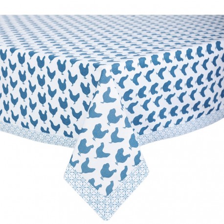 Bawełniany Obrus Niebieskie Kury