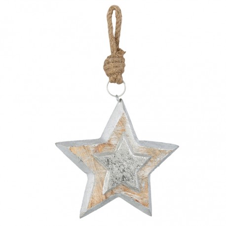 Drewniane Zawieszki Bożonarodzeniowe Gwiazdki 6szt. E