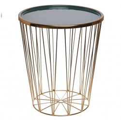 Złoty Stolik Kosz z Zielonym Blatem