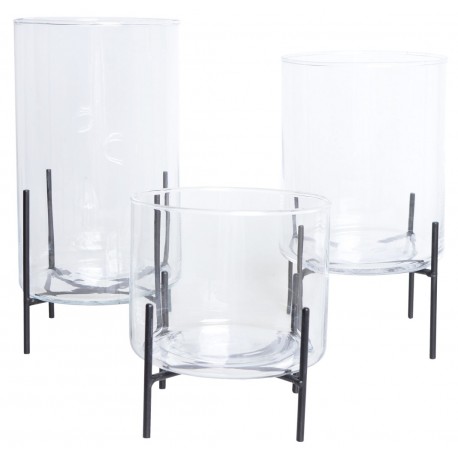 Szklana Osłonka/Wazon Na Czarnej Podstawie C