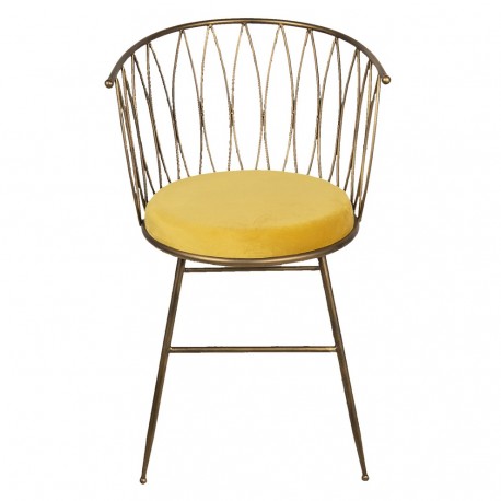 Krzesło w Stylu Skandynawskim z Żółtym Siedziskiem