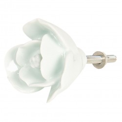 Gałka Meblowa Kwiatek Biało-Zielona C