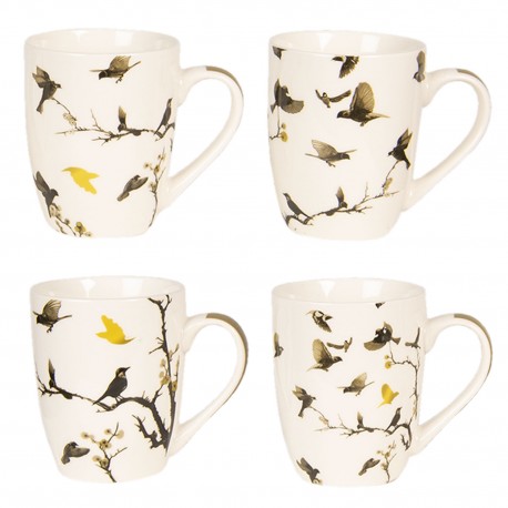Porcelanowe Kubki Z Ptakami 4szt.