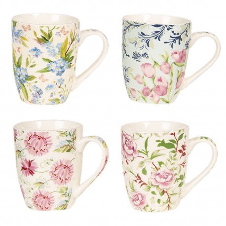Porcelanowe Kubki W Kwiaty 4szt.