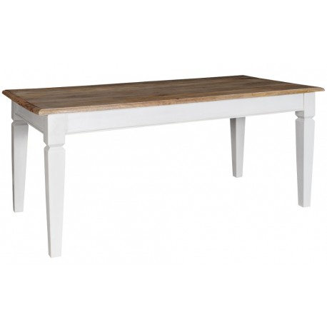 Biały stół z brązowym bielonym blatem