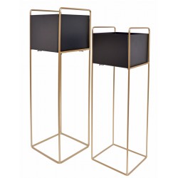 Metalowe Kwietniki Podłużne Czarno-Złote A 2szt.