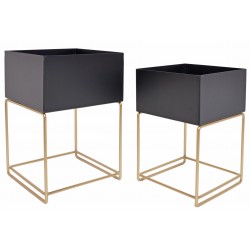 Metalowe Kwietniki Czarno-Złote 2szt. A