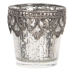 Świecznik Na Tealight Szklany Srebrny A