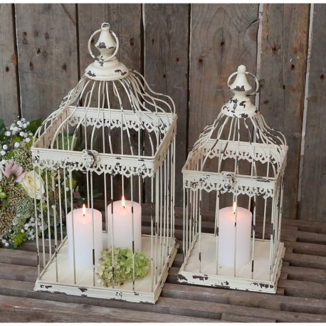 Klatki Ozdobne w Stylu Prowansalskim Chic Antique Kremowe 2szt.