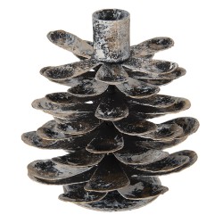 Metalowy Świecznik Postarzany Liście