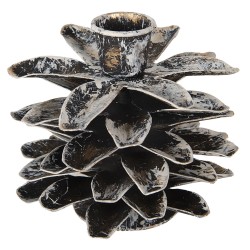 Metalowy Świecznik Postarzany Szyszka A