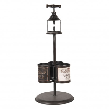 Metalowy stojak na wino z miejsce na trzy butelki.