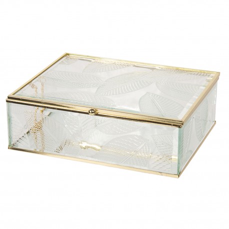 Szklane Pudełko ze Złotymi Krawędziami Paski L