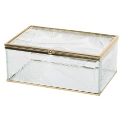 Szklane Pudełko ze Złotymi Krawędziami Liście M Clayre & Eef