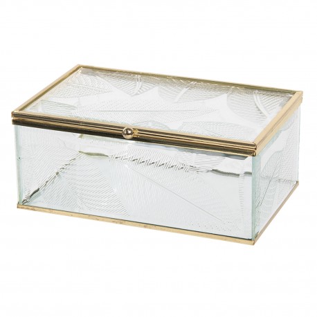 Szklane Pudełko ze Złotymi Krawędziami Paski M