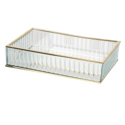 Szklany Pojemnik ze Złotymi Krawędziami Paski A